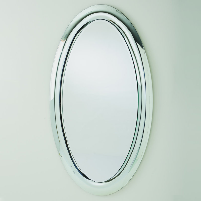 Silver Oval Floor Mirror with Sleek Frame