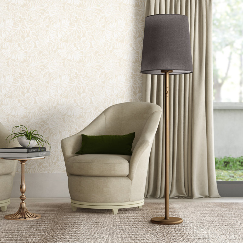 Aged Brass 62.5" Traditional Floor Lamp with Fondine Shade