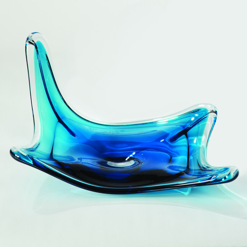 Aqua Handcrafted Glass Decorative Bowl, 24"