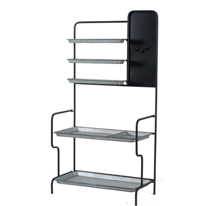 Baese Matte Black and Galvanized Silver Multi-Purpose Etagere Bookcase