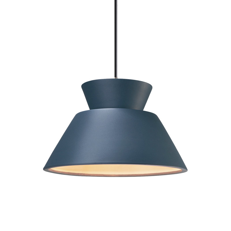 Matte Black Ceramic Drum Pendant Light
