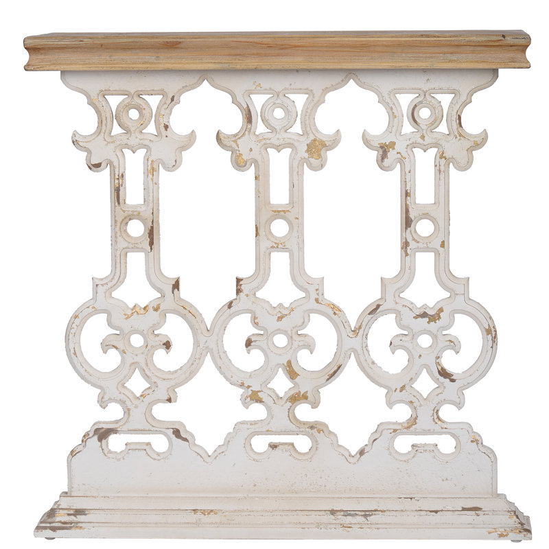 Vintage Whitewash and Warm Wood Rectangular Console Table