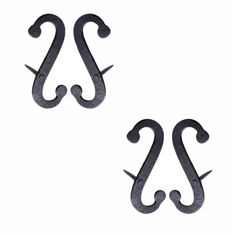 Vintage Black Wrought Iron S-Shaped Shutter Dogs