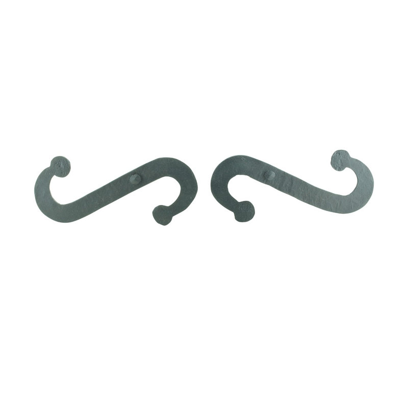 Vintage Black Wrought Iron S-Shaped Shutter Dogs