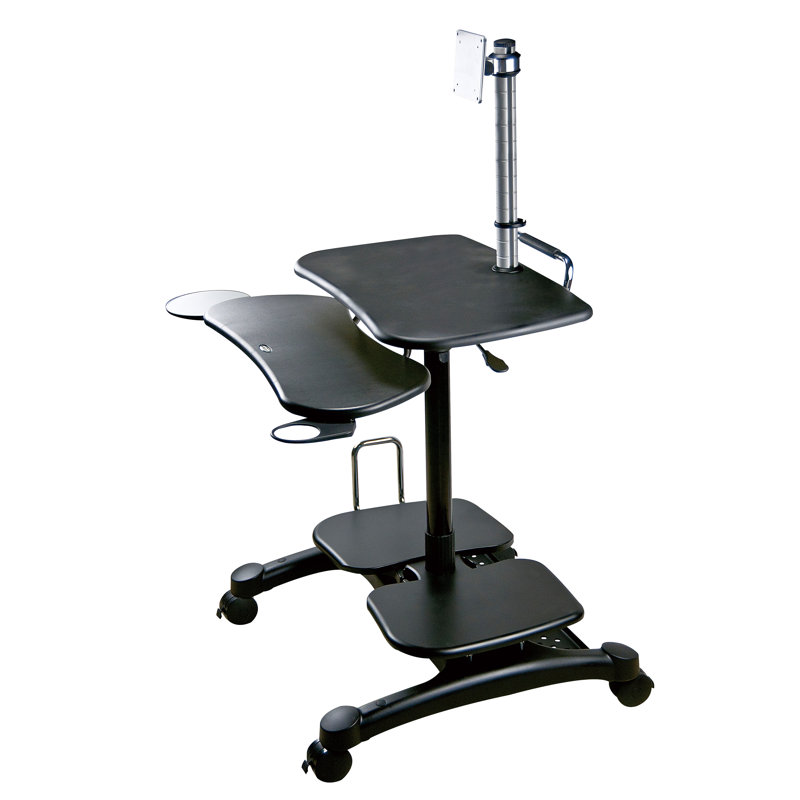 ErgoFlex 36" Black Adjustable Mobile Monitor Stand with Swivel & Tilt