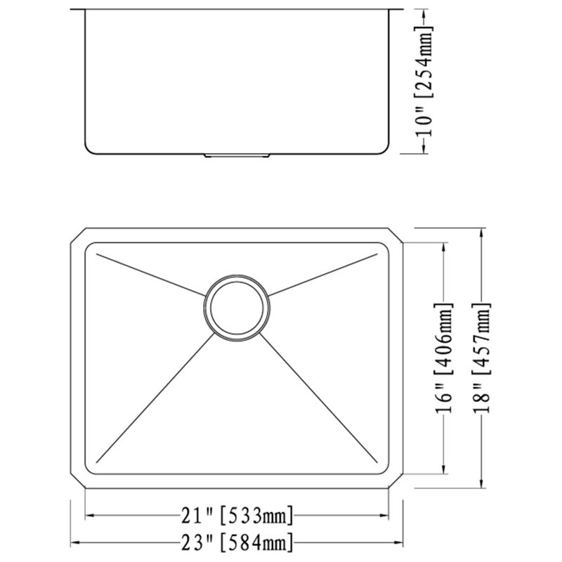 23'' Stainless Steel Undermount Single Bowl Kitchen Sink
