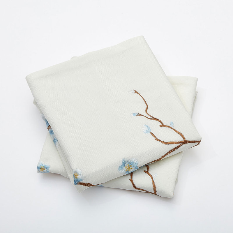 Cherry Blossom Light Blue Embroidered 20" x 20" Pillow Cover