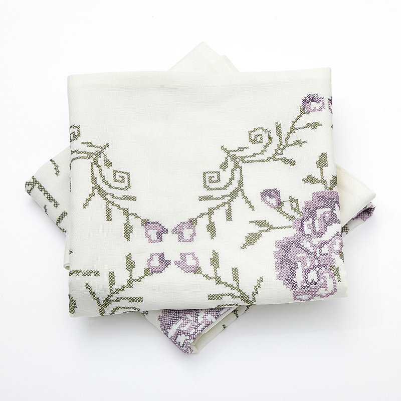 Lilac Embroidered Floral Euro Pillow Cover Set