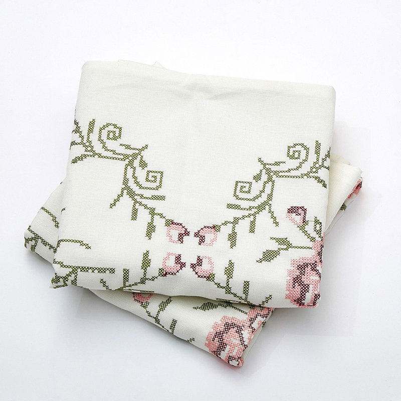 Light Pink Embroidered Floral Euro Pillow Cover Set
