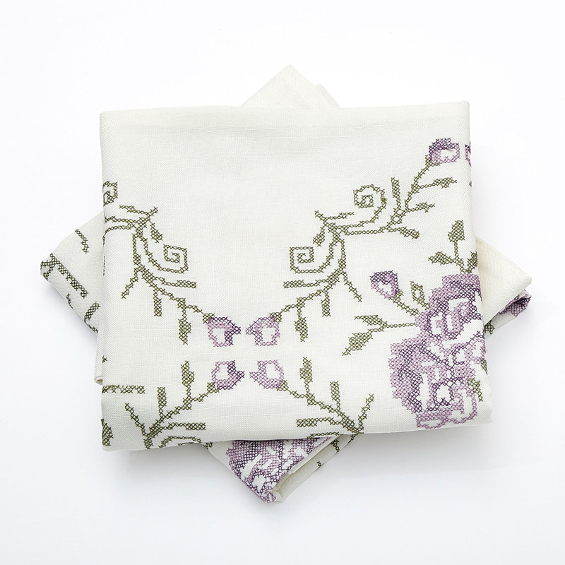 Lilac Floral Embroidered Euro Pillow Cover Set