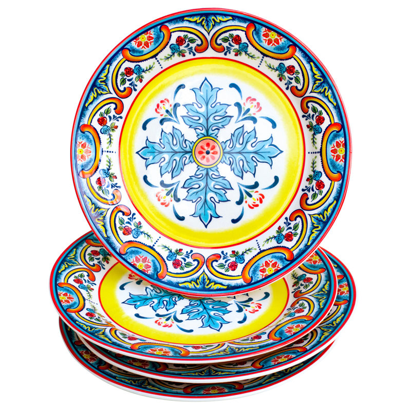 Vibrant Ceramic 8.66" Microwave-Safe Salad Plates Set