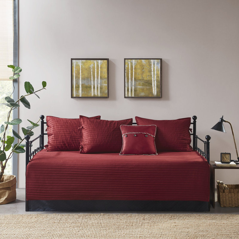 Red and Black Plaid Reversible Daybed Cover Set