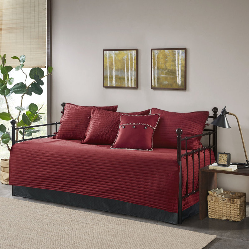 Red and Black Plaid Reversible Daybed Cover Set