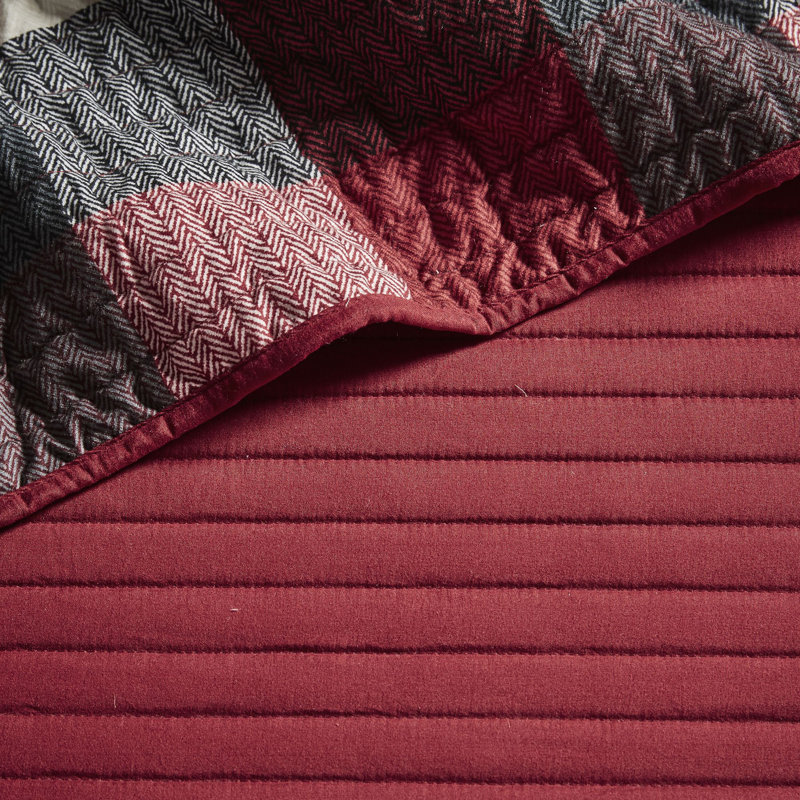 Red and Black Plaid Reversible Daybed Cover Set
