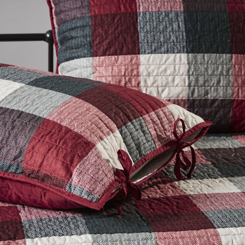 Red and Black Plaid Reversible Daybed Cover Set