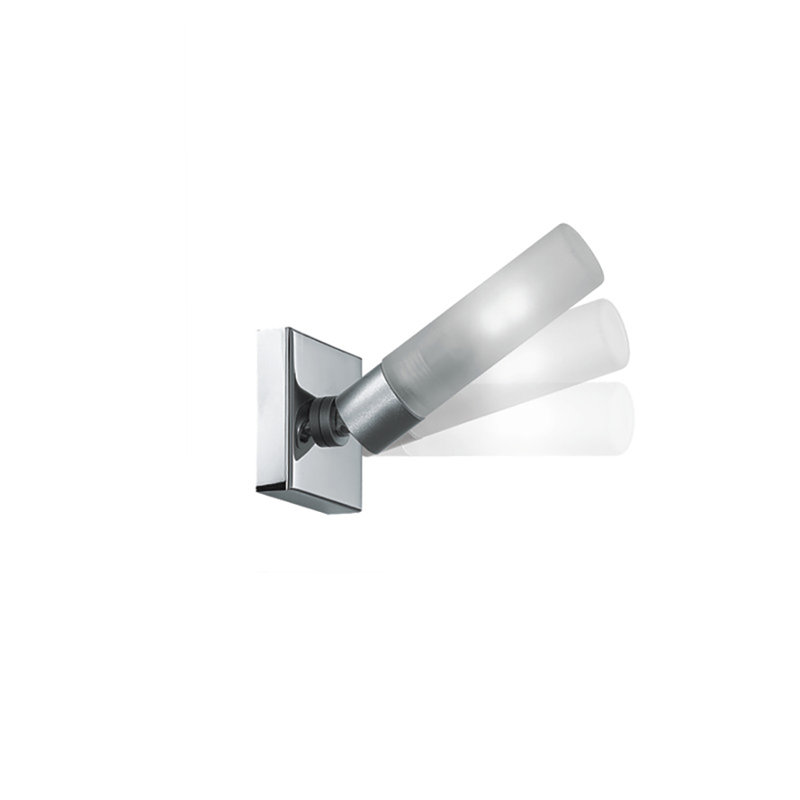 Chrome Metallic Gray Frosted Glass Wall Sconce