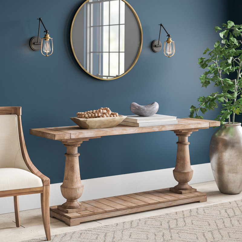 Stony Gray Wash 71'' Salvaged Fir Lumber Console Table with Storage