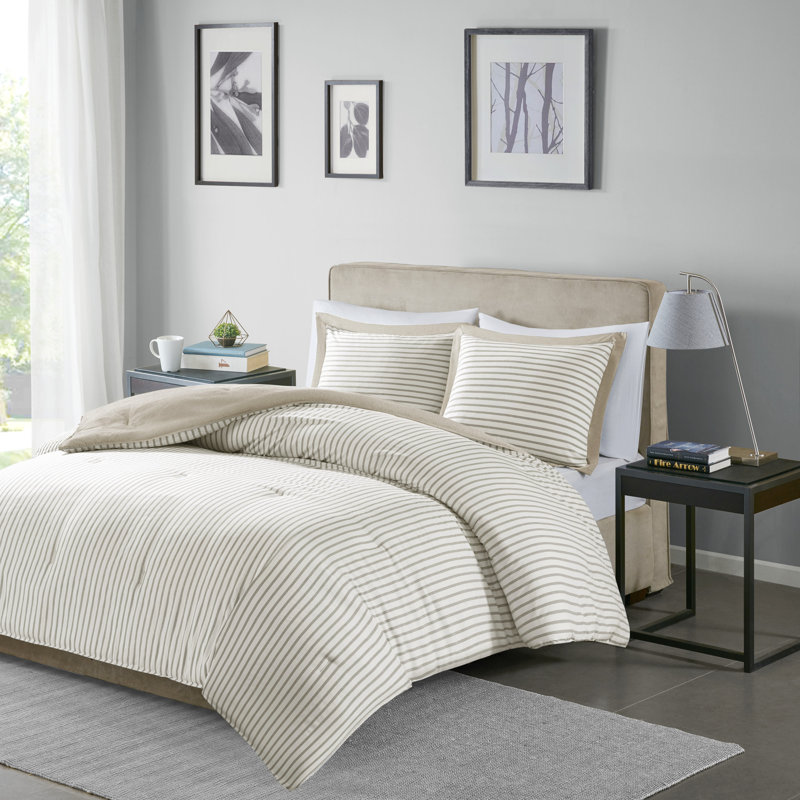 Full Blue Reversible Down Alternative Microfiber Comforter Set