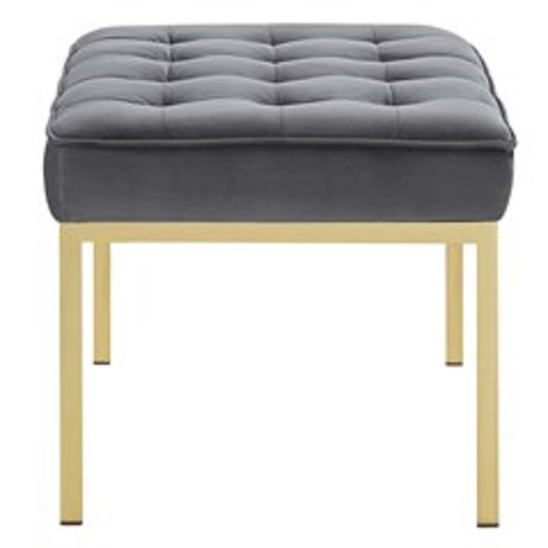 Mid-Century Modern Teal Performance Velvet Bench with Gold Stainless Steel Legs