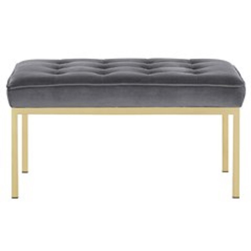 Mid-Century Modern Teal Performance Velvet Bench with Gold Stainless Steel Legs