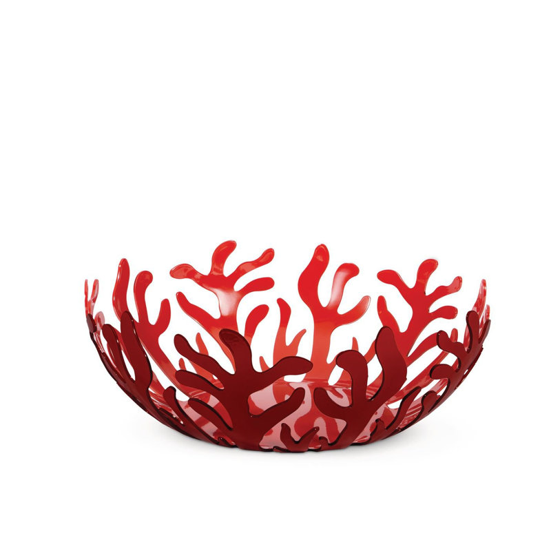 Large Red Stainless Steel Mediterraneo Fruit Bowl