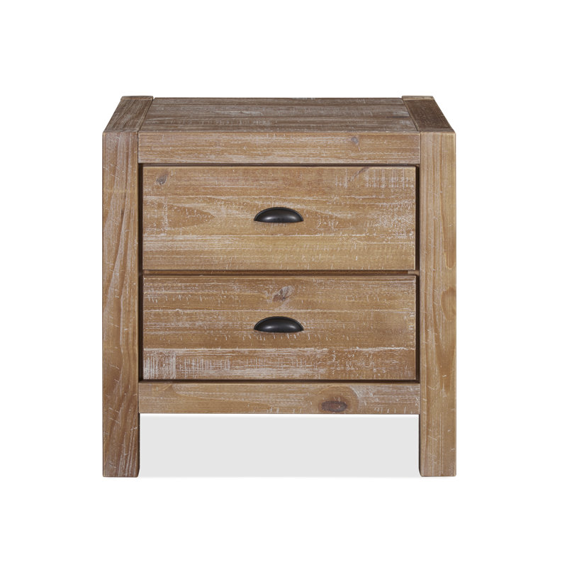 Montauk Driftwood Solid Pine 2-Drawer Nightstand