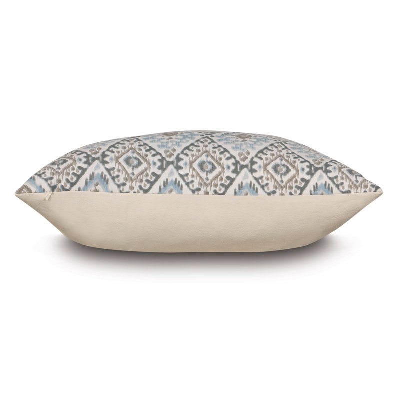 Blue and Gray Ikat Cotton Throw Pillow