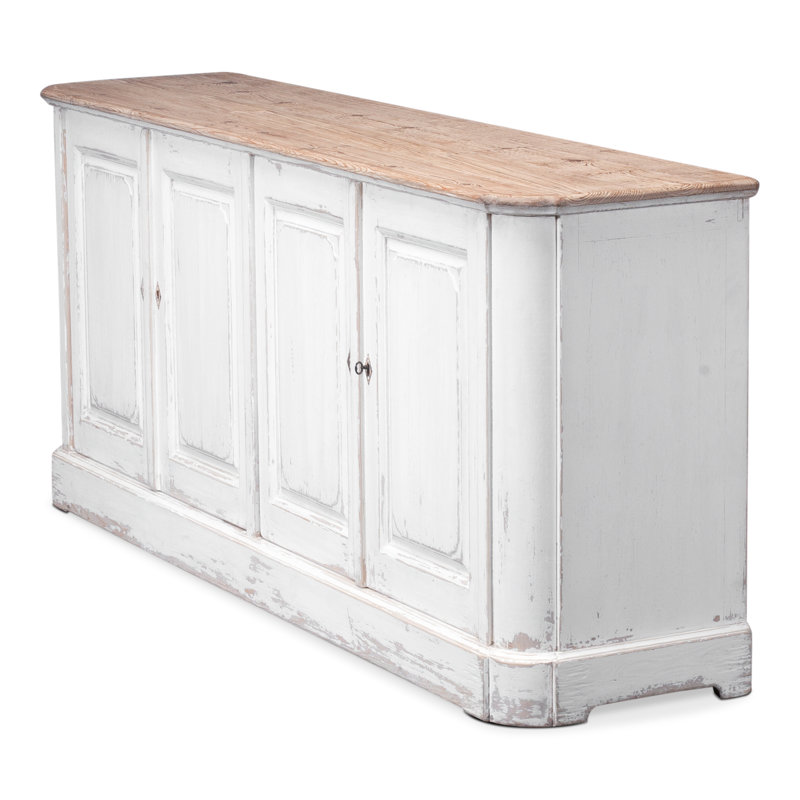 Antique Whitewash Pine 4-Door Sideboard