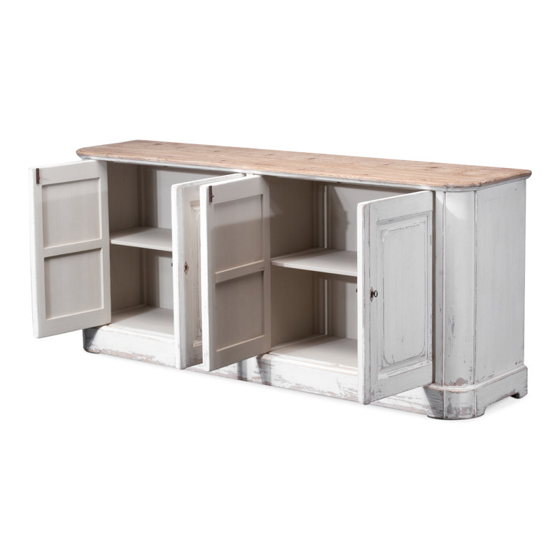 Antique Whitewash Pine 4-Door Sideboard