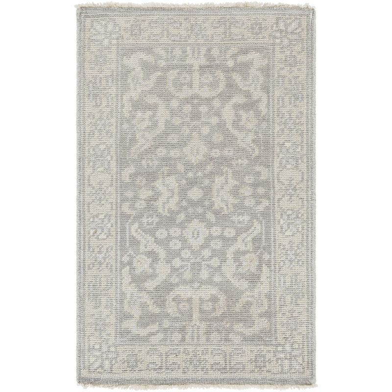 Hand-Knotted Cappadocia Gray Wool 2'x3' Low Pile Area Rug