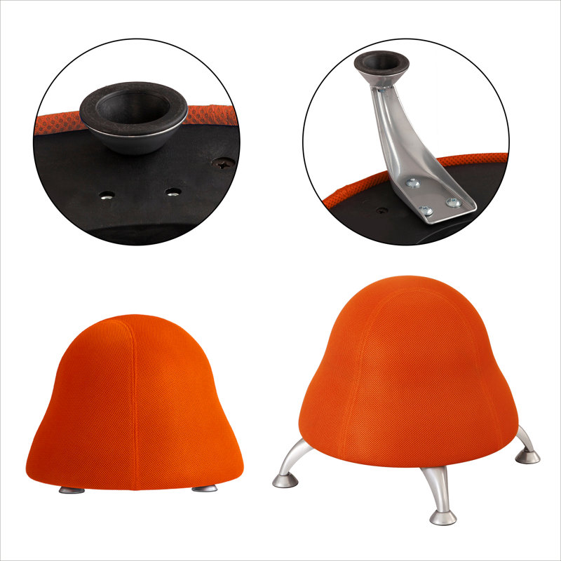 Playful Orange Mesh Fabric Swivel Ball Chair with Metal Legs