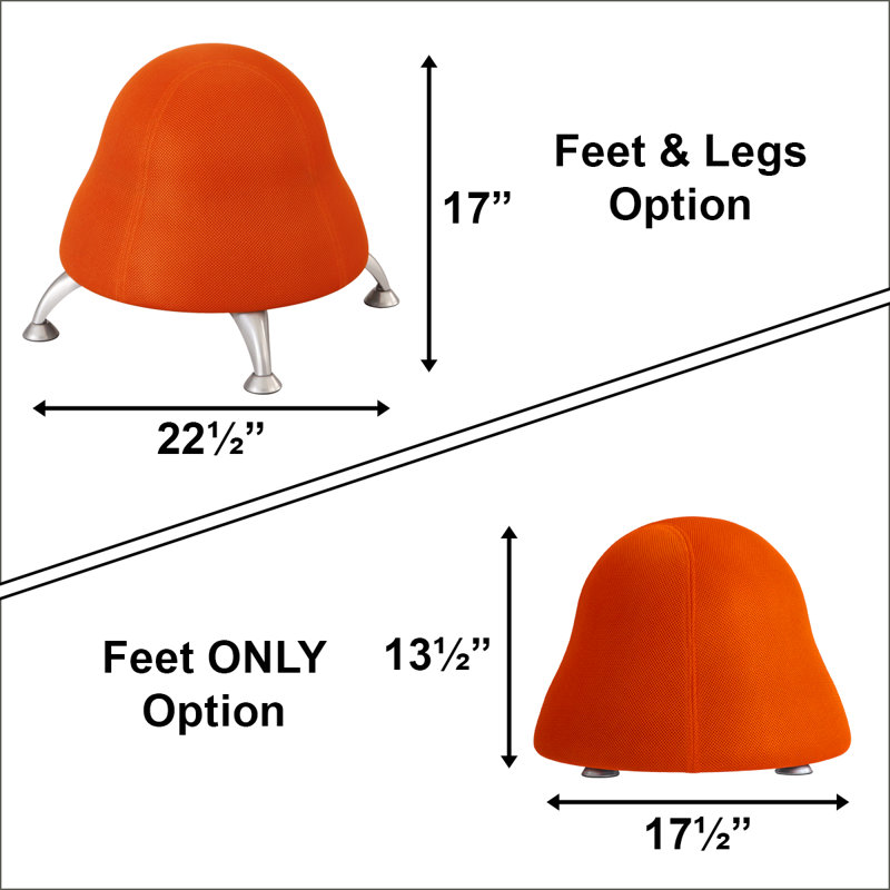 Playful Orange Mesh Fabric Swivel Ball Chair with Metal Legs