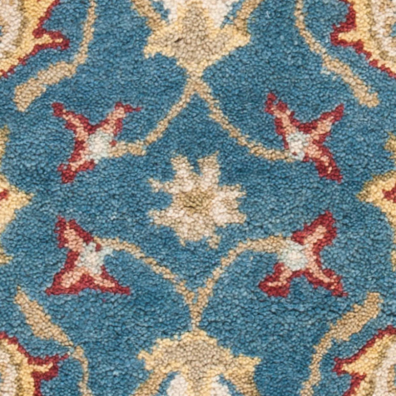 Elegant Blue and Beige Oval Wool Tufted Area Rug 7'6" x 9'6"