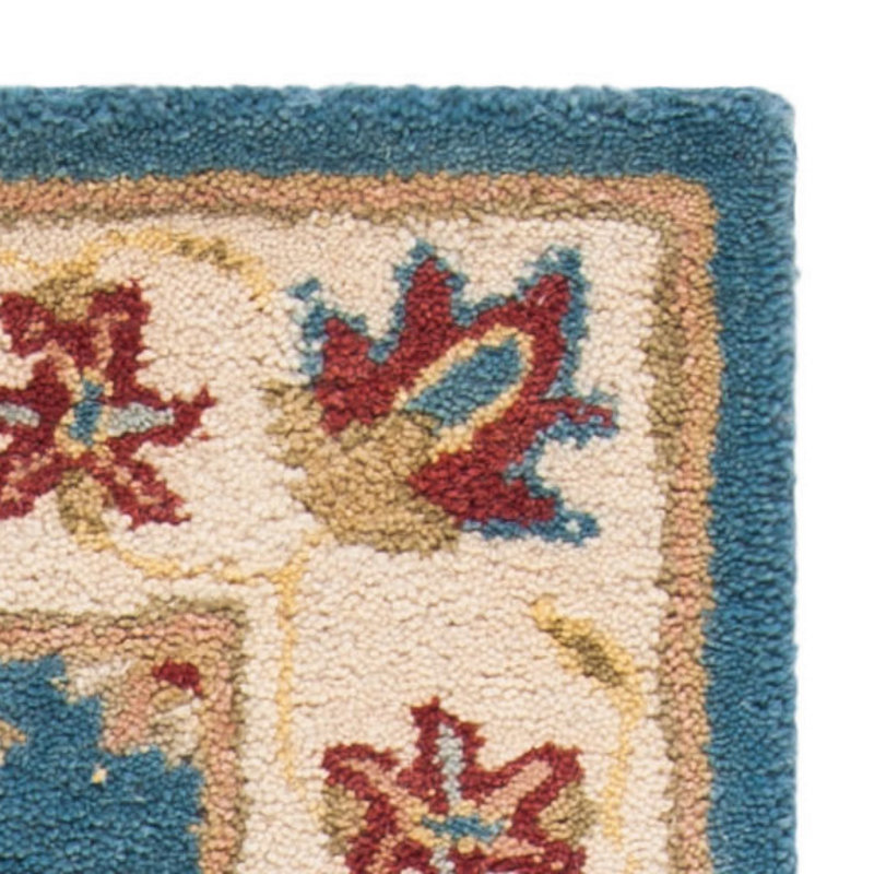 Elegant Blue and Beige Oval Wool Tufted Area Rug 7'6" x 9'6"