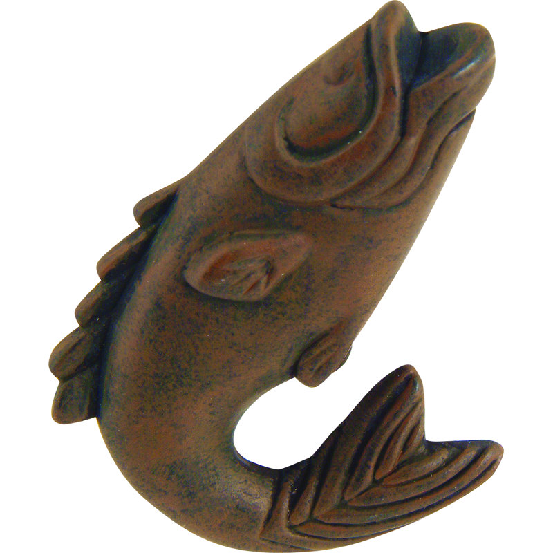 Rust Brushed Nickel Fish Designer Knob with Mounting Hardware