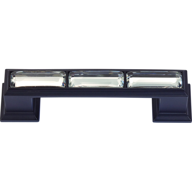 Elegant Brushed Nickel Crystal Bar Pull 3" with Mounting Hardware
