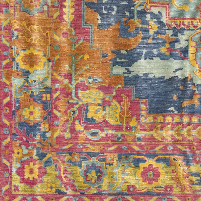 Festival Striped Blue Hand-Knotted Wool 6' x 9' Area Rug