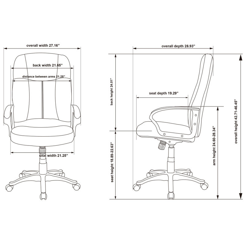 Classic Black Leather High-Back Executive Swivel Chair