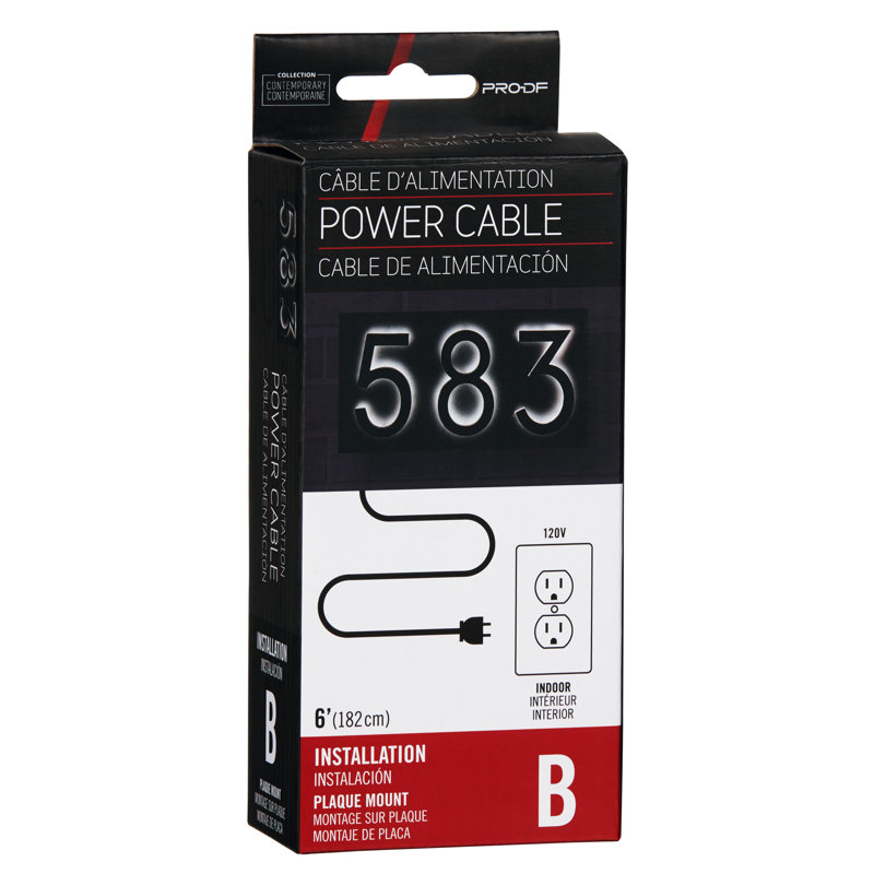 Black 6 ft. Floating Mount LED Power Cord