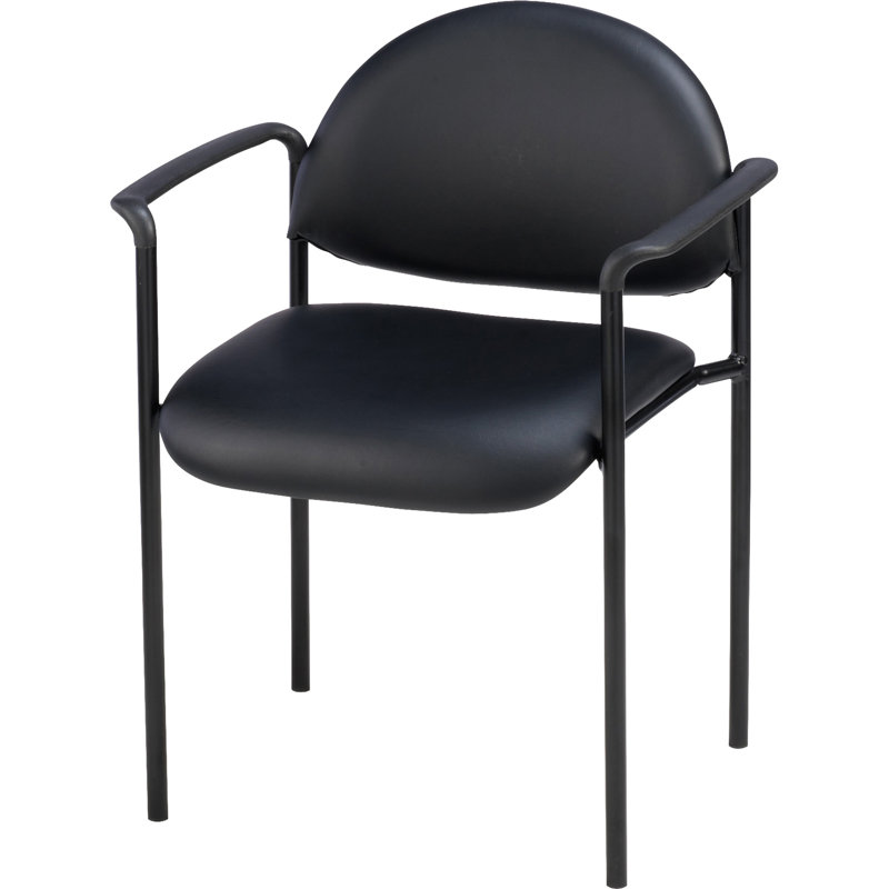 Modern Black Vinyl and Metal Stackable Reception Chair