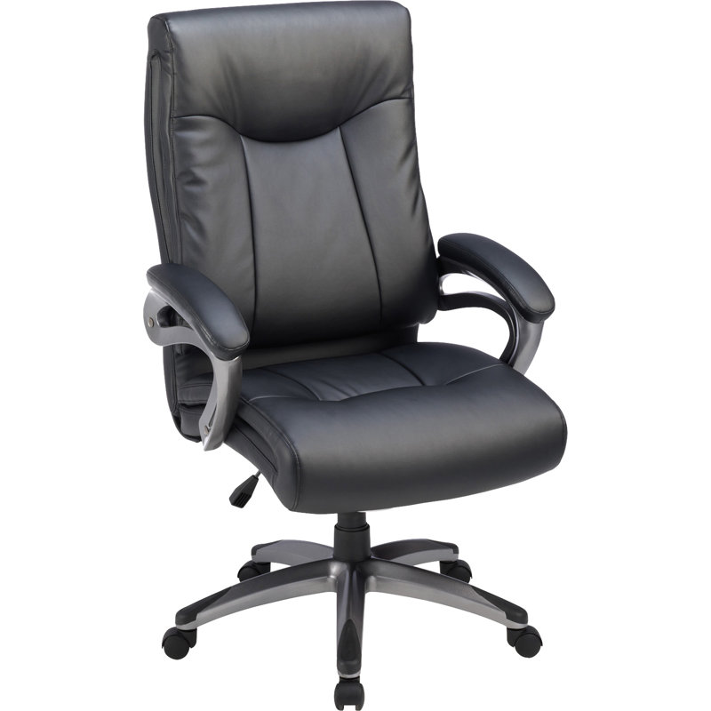 Luxurious High-Back Black Leather Swivel Executive Chair