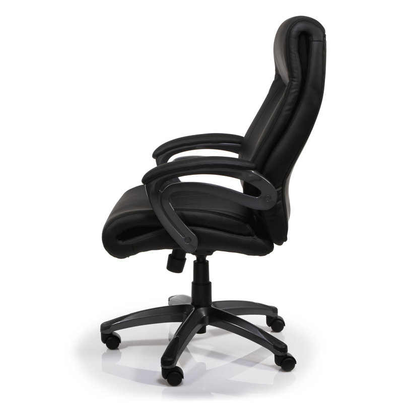 Luxurious High-Back Black Leather Swivel Executive Chair