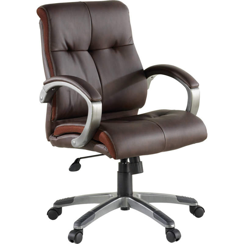 Elegant Brown Bonded Leather Swivel Executive Chair