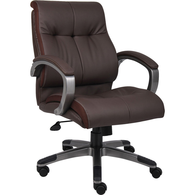 Elegant Brown Bonded Leather Swivel Executive Chair