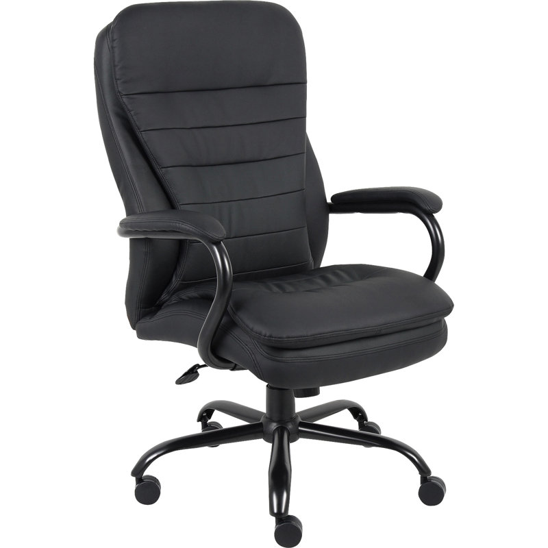 Executive Swivel Black Leather Adjustable High-Back Chair
