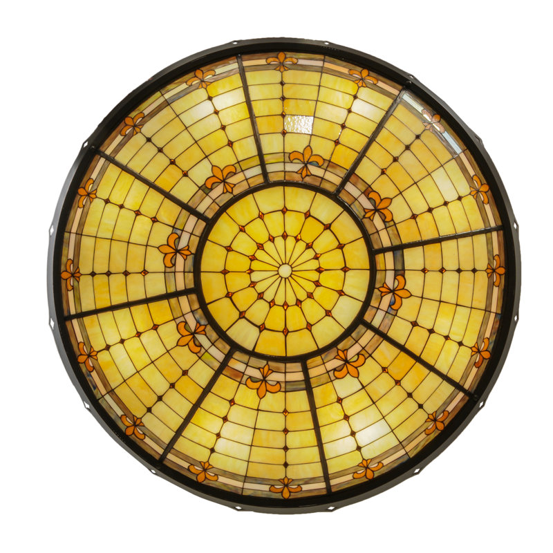 Elegant Fleur-de-Lite 10-Light Amber Glass & Timeless Bronze Pendant