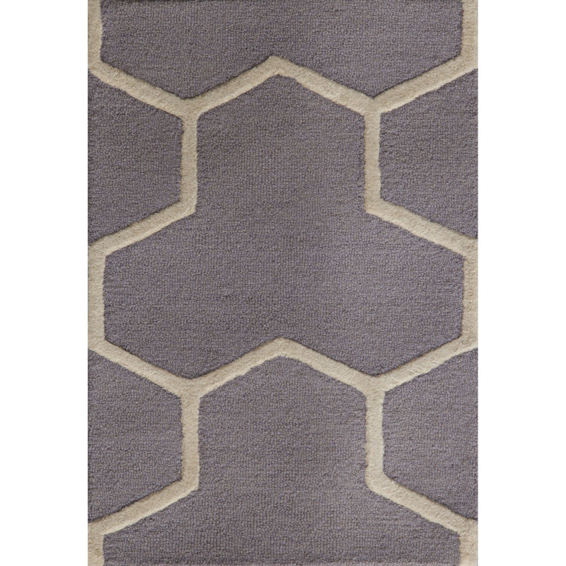 Handmade Silver and Ivory Tufted Wool 4' x 6' Rug