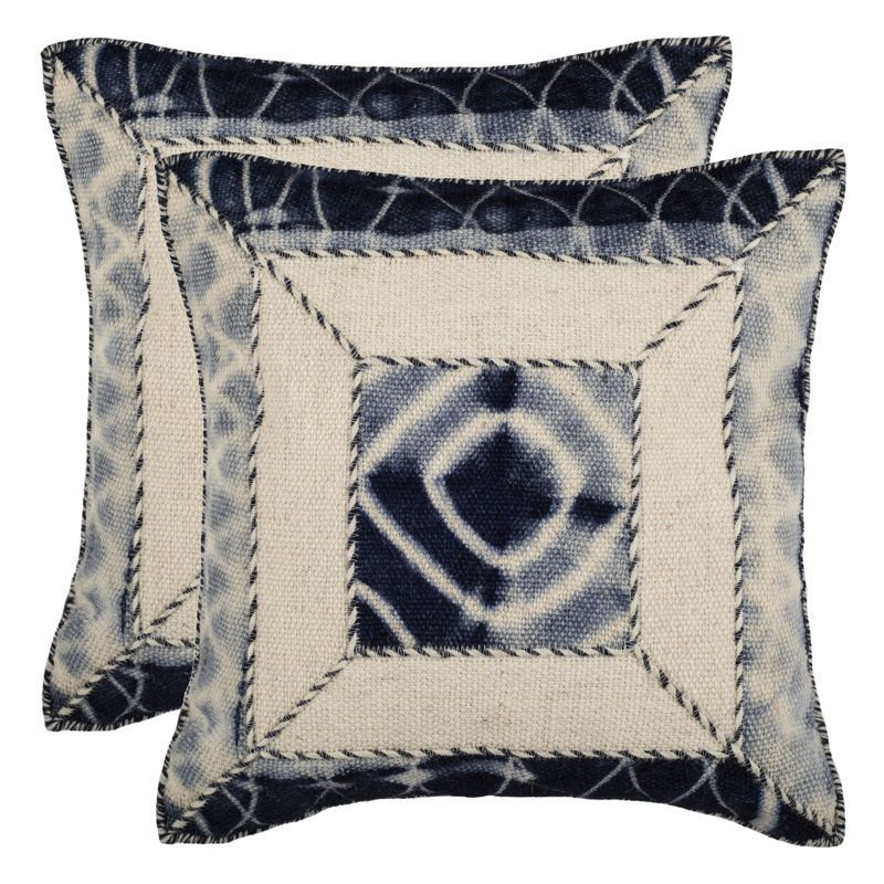 Medina Blue 20" Square Embroidered Ikat Pillow Set