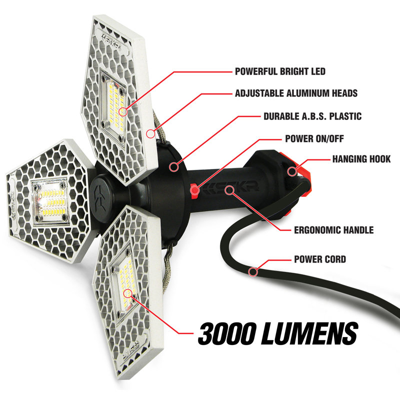 Aluminum 10.5'' Silver LED Work Light with Hanging Hook
