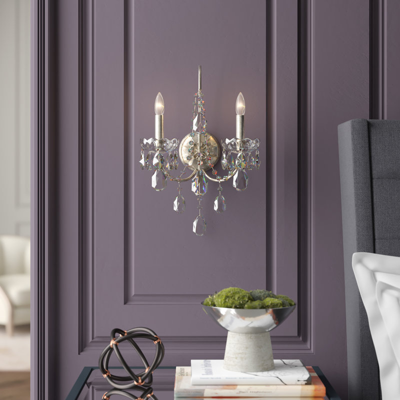 Polished Silver Heritage Crystal 2-Light Wall Sconce
